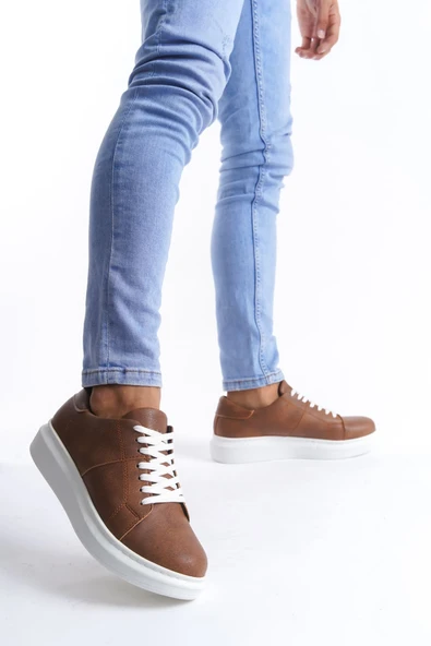 ET151 Boost Bağcıklı Cilt Erkek Günlük Sneaker Ayakkabı BT - Taba - 2