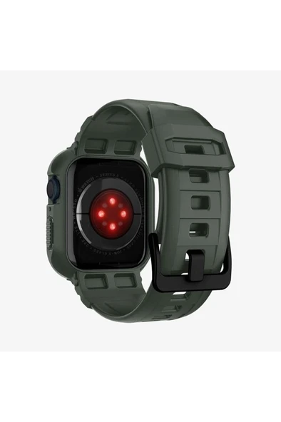 Apple Watch Seri (45mm / 44mm) Kılıf, Spigen Rugged Armor Pro Military Green - 3
