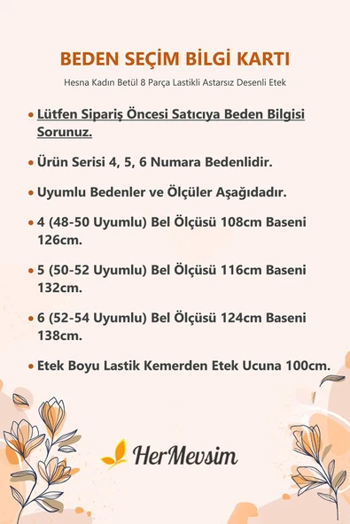 Hesna Kadın Betül 8 Parça Lastikli Astarsız Siyah Etek Desen 41 - 3