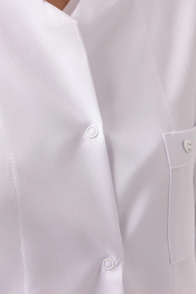 Adiantum Kadın Doktor Öğretmen Laboratuvar Önlüğü - Beyaz, Uzun Kollu, Rahat Kesim - Resim 6