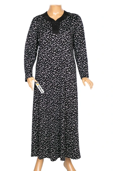 Hesna Kadın Demet Büyük Beden Kuplu Boydan Siyah Elbise Desen 72