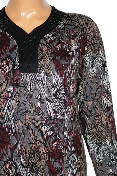 Hesna Kadın Demet Büyük Beden Kuplu Boydan Siyah Elbise Desen 75 - 2