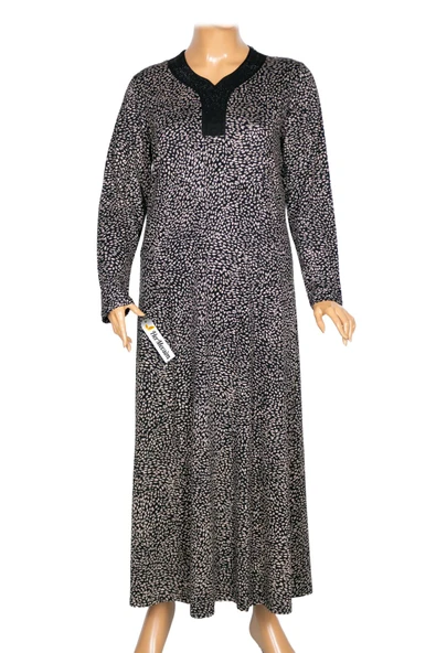Hesna Kadın Demet Büyük Beden Kuplu Boydan Siyah Elbise Desen 69