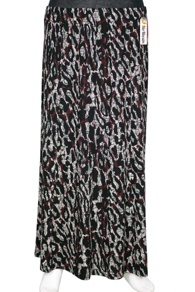 Hesna Kadın Betül 8 Parça Lastikli Astarsız Siyah Etek Desen 41