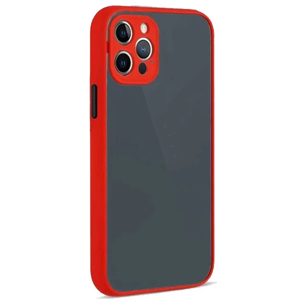 Apple iPhone 12 Pro Uyumlu Montreal Kılıf Ve Nano Cam Ekran Koruyucu Set Kırmızı - Resim 3