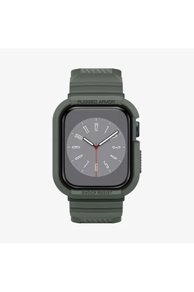Apple Watch Seri (45mm / 44mm) Kılıf, Spigen Rugged Armor Pro Military Green