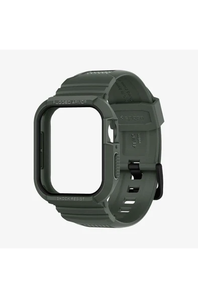 Apple Watch Seri (45mm / 44mm) Kılıf, Spigen Rugged Armor Pro Military Green - 5