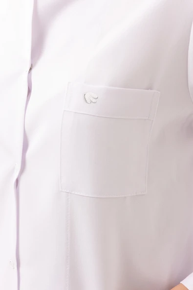 Adiantum Kadın Doktor Öğretmen Laboratuvar Önlüğü - Beyaz, Uzun Kollu, Rahat Kesim - Resim 4