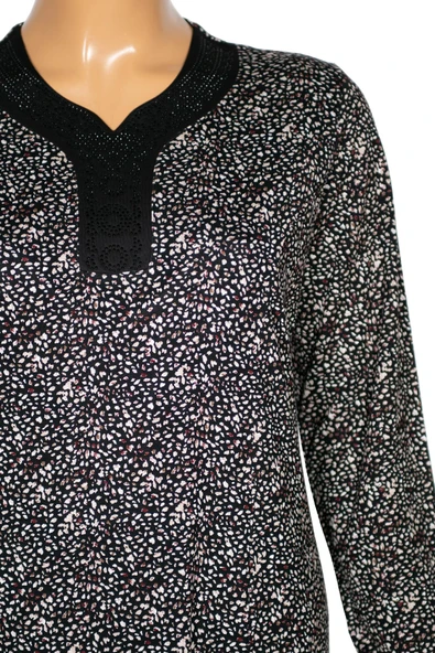 Hesna Kadın Demet Büyük Beden Kuplu Boydan Siyah Elbise Desen 77 - 2