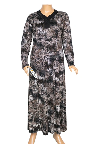 Hesna Kadın Demet Büyük Beden Kuplu Boydan Siyah Elbise Desen 76