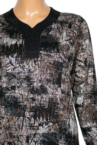 Hesna Kadın Demet Büyük Beden Kuplu Boydan Siyah Elbise Desen 76 - 2