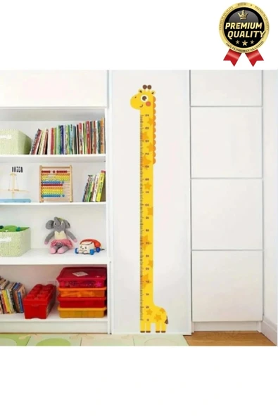 Yeni Seri Çift Taraflı Bantlı Çocuk Büyüme Cetveli Eğlenceli Sevimli Sarı Zürafa Boy Ölçüsü Sticker - 2