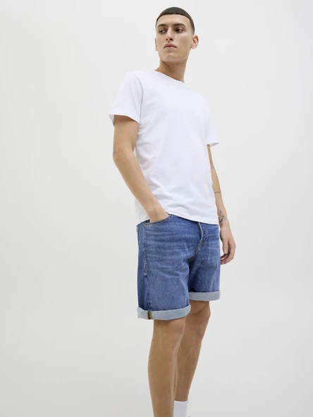 JACK JONES Erkek Likralı Siyah Kot Şort 12269612 - 7