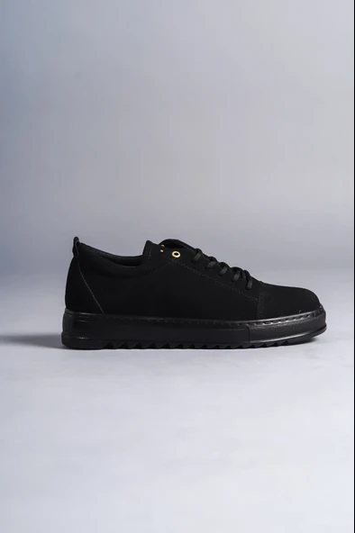 ET152 Cool Bağcıklı Süet Erkek Günlük Spor Klasik Ayakkabı ST - Siyah - Resim 4