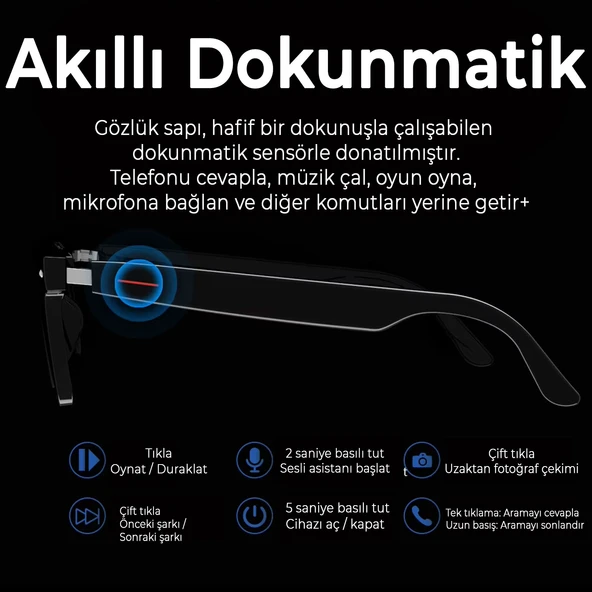 Akıllı Güneş Gözlüğü Bluetooth Komut Stereo Çift Hoparlörlü Kablosuz Unisex Polarize Trend Gözlük - 2
