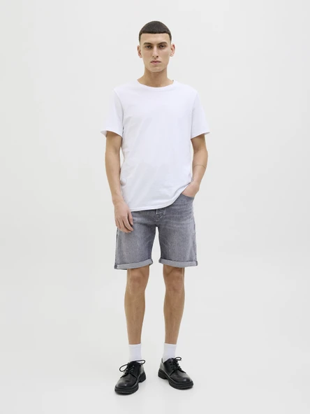 JACK JONES Erkek Likralı Siyah Kot Şort 12269612 - 5