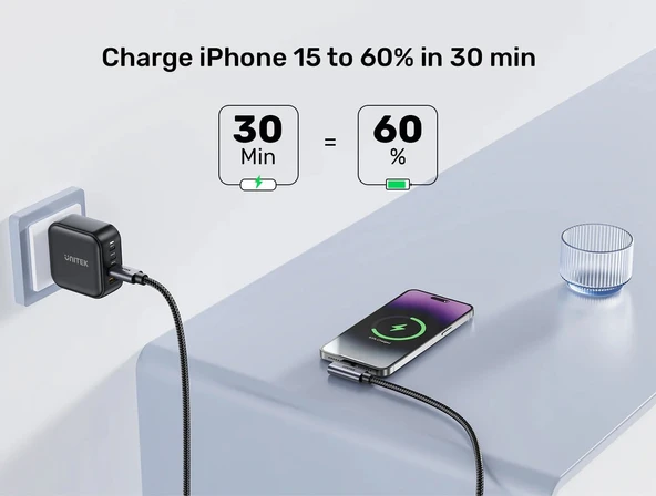 UNITEK TYPE-C HIZLI ŞARJ KABLOSU 90 DERECE 2 METRE 100W (C14123BK-2M) - 3