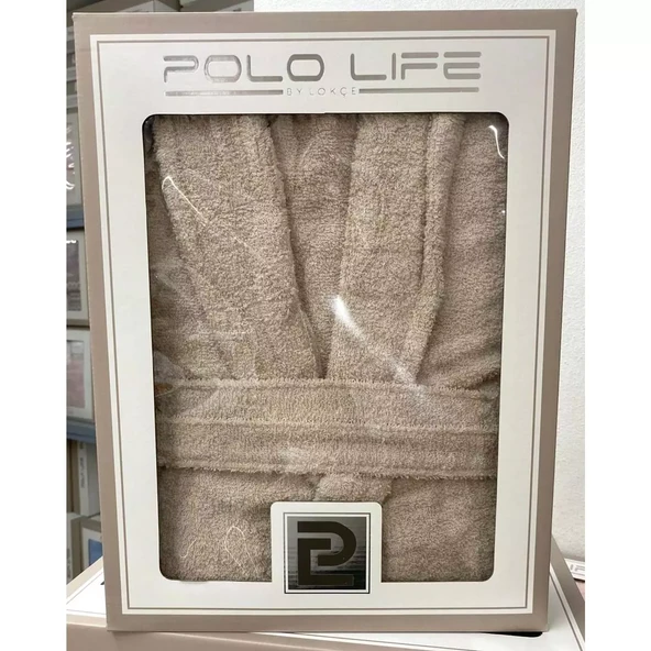 Polo Life Kutulu %100 Pamuk Tek Bornoz Şalyaka-Bej (XL Beden) - 2