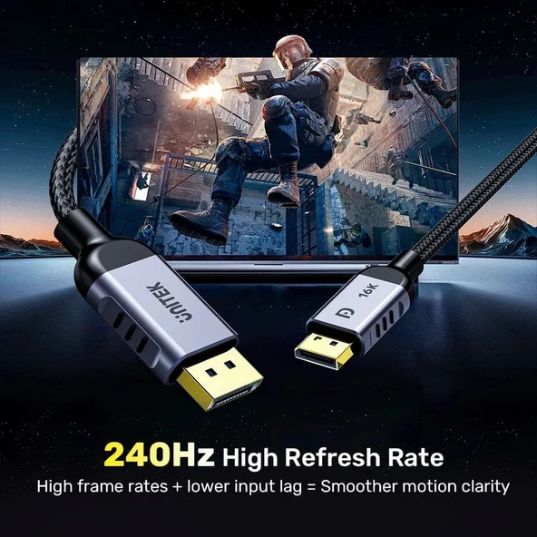 UNITEK DISPLAY PORT 2.1 %100 BAKIR 3MT 16K&60Hz (C1626GY01-3M) - 3