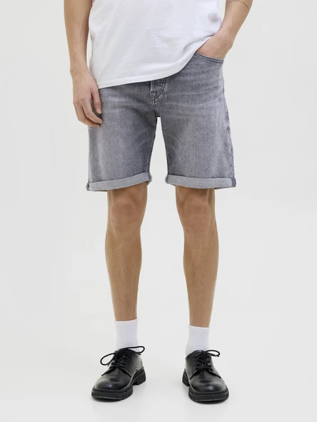 JACK JONES Erkek Likralı Siyah Kot Şort 12269612 - 3