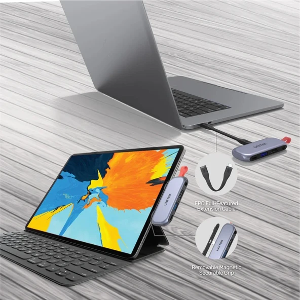 UNITEK USB-C 4in1 UNIVERSAL DOCK STATION IPAD PRO & AIR DESTEKLİ (D1070A) - 3