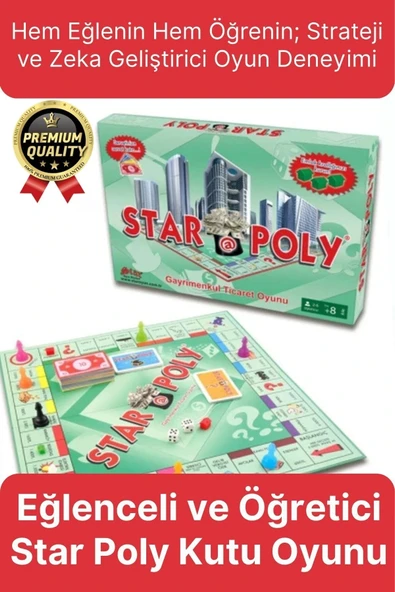 Premium Eğlence Strateji Aile Etkinlik Aktivite Monopoly Emlak Gayrimenkul Ticaret Oyunu Star Poly ürün görseli 1
