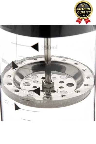 Çok Amaçlı Isıyı Koruyan Süzgeçli Bitki Çayı Filtre Kahve Demlik Ölçü Kabı Cam French Press 350 ml - 6