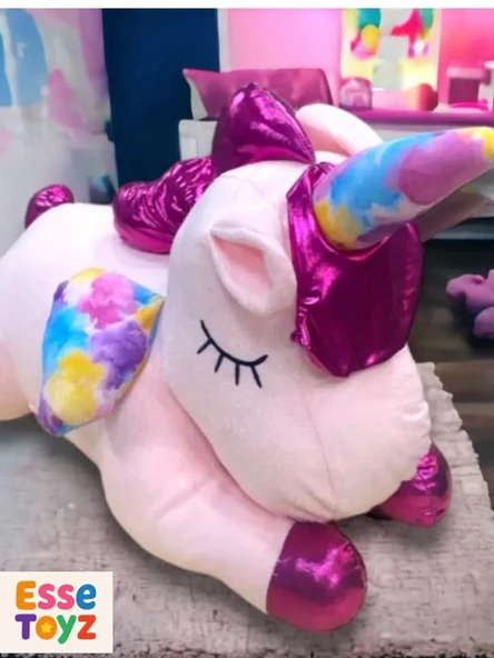 70 cm Tek Boynuzlu At Unicorn Peluş Oyuncak – Yumuşacık Uyku Arkadaşı ve Hediyelik Sevimli Peluş - Resim 2