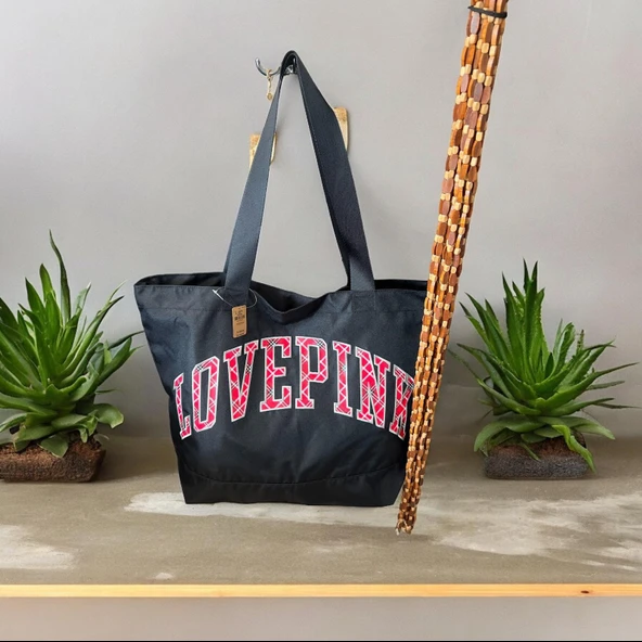 Victoria's Secret Love-Pink-Plaj-ve Günlük Kullanım İçin Kadın Çantası Genişlik-55- Derinlik-40-cm - 3
