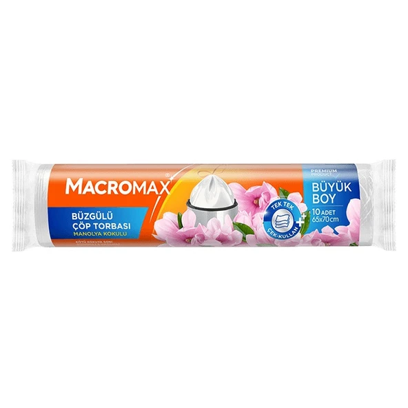 MACROMAX BÜZĞÜLÜ ÇÖP TORBASI BÜYÜK BOY 10LU 65X70CM MANOLYA - 1
