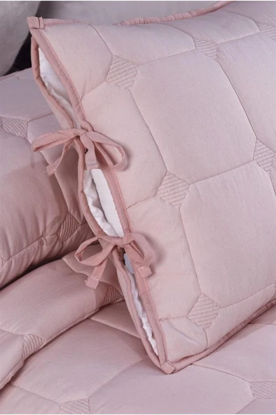 Cratos Comfort Çift Kişilik Yatak Örtüsü Pudra - Resim 2