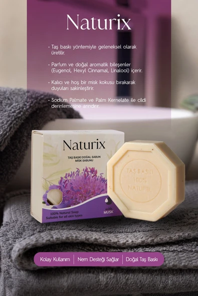 Misk Özlü Taş Sabun 3'lü Eko Paket Nemlendirici ve Onarıcı Kuru Cilt Bakımı - 3x125 gr - 3