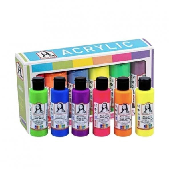 Monalisa Akrilik Boya 6 Renk x 70 ml Neon Fosforlu Renkler 1 Paket Multi Acrylic ürün görseli