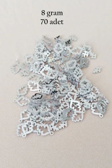 Oya Abiye Bileklik Kolye Pleksi Metalik Plastik Pul Gümüş Renk 8 gram 70 adet - BNC513