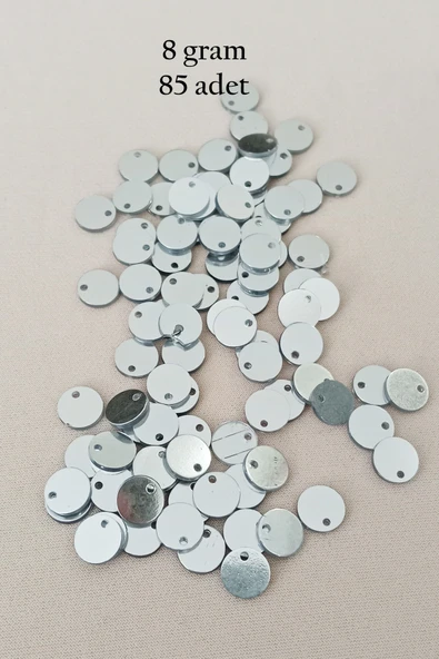 Oya Abiye Bileklik Kolye Pleksi Metalik Plastik Pul Gümüş Renk 8 gram 85 adet - BNC523 - 1