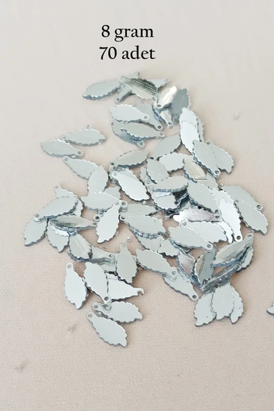 Oya Abiye Bileklik Kolye Pleksi Metalik Plastik Pul Gümüş Renk 8 gram 70 adet - BNC512 - 1