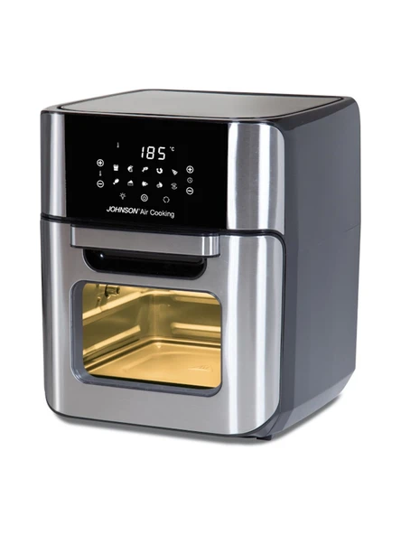 Johnson Aircooking Döner Hazne 10 Ön Ayarlı Zamanlayıcılı 12Litre Kapasiteli 1800 W Sıcak Hava Fritözü Siyah