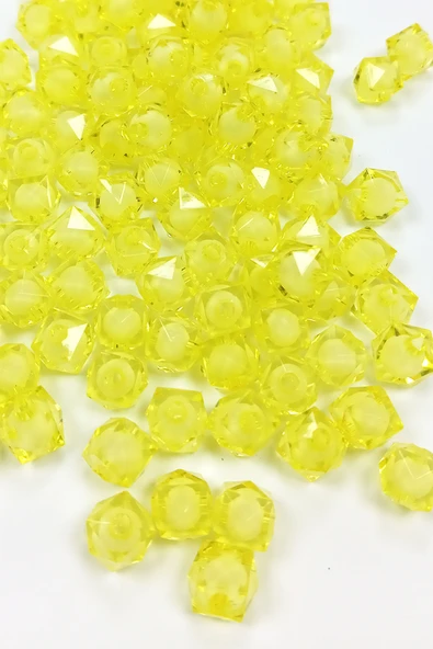 Küp Boncuk İçten Boncuklu Bileklik Çanta Boncuğu 10 mm 50 gr Sarı - BNC454 - 2