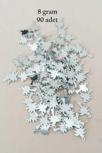 Oya Abiye Bileklik Kolye Pleksi Metalik Plastik Pul Gümüş Renk 8 gram 90 adet - BNC506 - 1