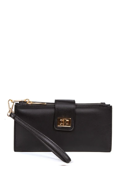 Telefon Bölmeli Büyük Para Cüzdanı Bilek Askılı Bayan Suni Deri Portföy Cüzdan