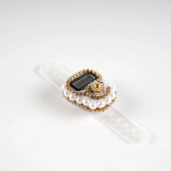 Zincirli & Taşlı Zikirmatik (Beyaz)