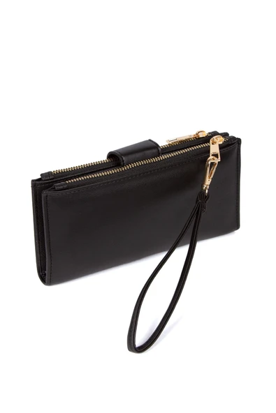 Telefon Bölmeli Büyük Para Cüzdanı Bilek Askılı Bayan Suni Deri Portföy Cüzdan - 6