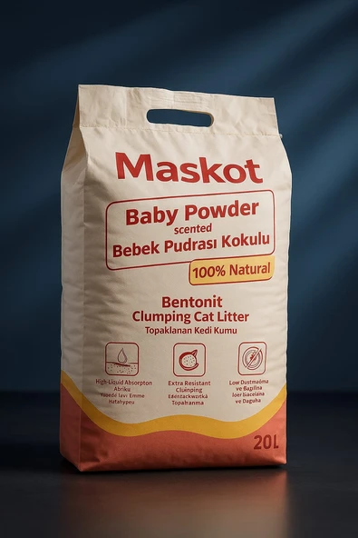 Maskot Bebek Pudrası Kokulu Kedi Kumu 20 L ürün görseli 1