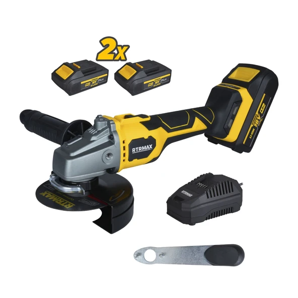 RTX3060 Şarjlı Avuç Taşlama Makinası Kömürsüz 125mm 2x4AhPlus Çift Akü Hızlı Şarj X-Lion - Akü Dahil - 2