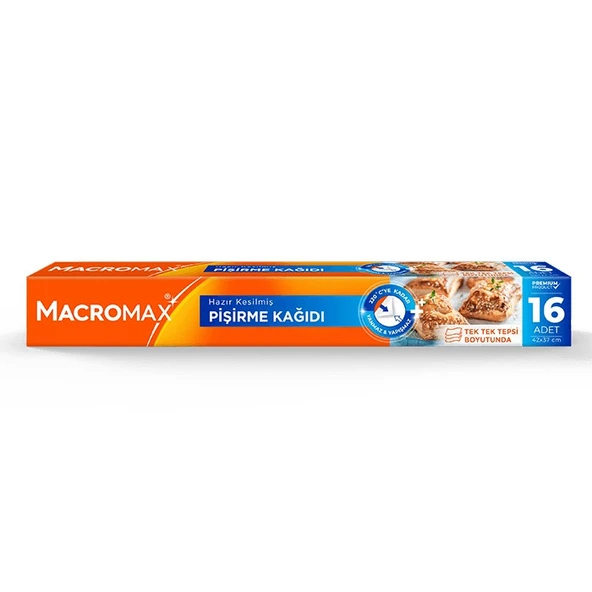 MACROMAX  HAZIR KESİLMİŞ PİŞİRME KAĞIDI TEPSİ BOYUTUNDA 16 LI 42X37 CM  3693 ürün görseli 1