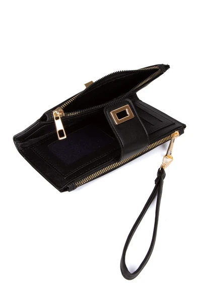 Telefon Bölmeli Büyük Para Cüzdanı Bilek Askılı Bayan Suni Deri Portföy Cüzdan - 5