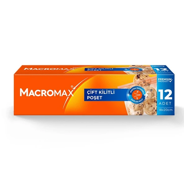 MACROMAX  ÇİFT KİLİTLİ POŞET  12 ADET  18X20 CM  4218 ürün görseli 1