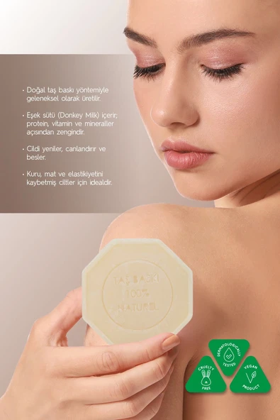 Eşek Sütü Özlü Taş Sabun 5'li Eko Paket Nemlendirici ve Cilt Canlandırıcı Bakım - 5x125 gr - 4