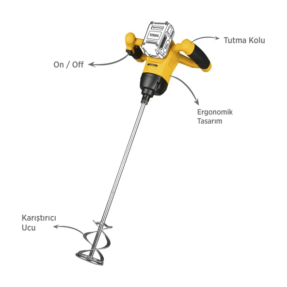 RTX1882B Şarjlı Boya ve Harç Karıştırıcı - Akü Hariç - 4