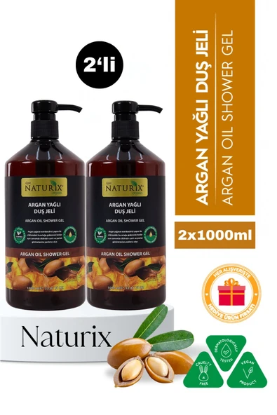 Argan Yağlı Duş Jeli 2'li Eko Paket - Nemlendirici, Besleyici ve Işıltı Veren Duş Jeli 2X1000ml